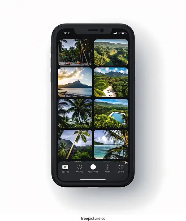 Phone Screen With Tropical Island Photos