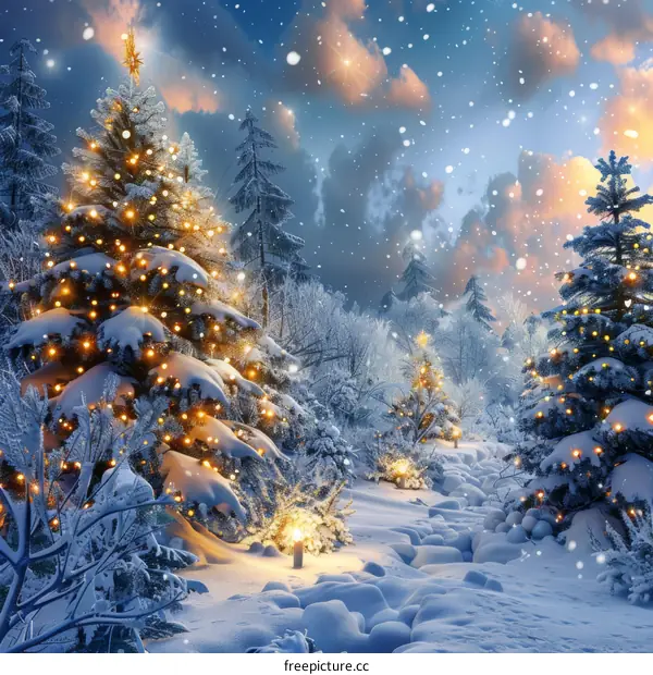 Snowy Christmas Night Scene