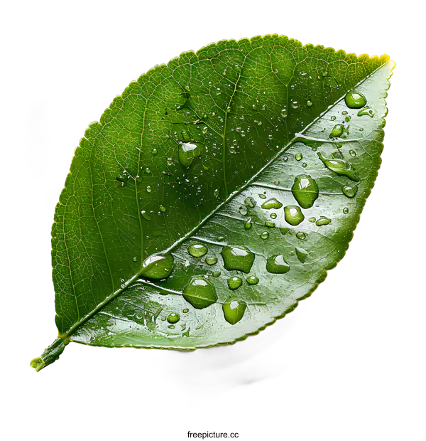 [Transparent Background PNG]Green Leaf Water Drops