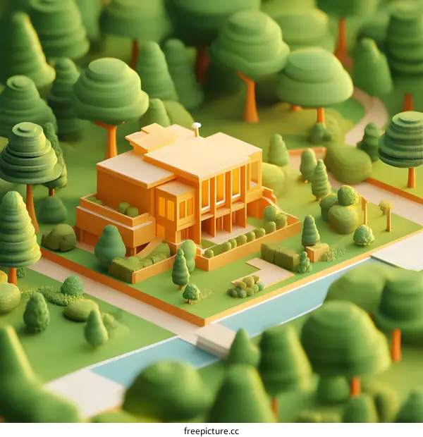 Modern House In A Forest Of Trees