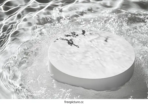 Abstract White Round Object in Rippled Water