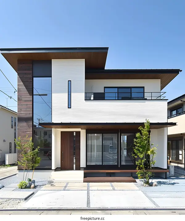 Modern House Exterior with Wooden Accents