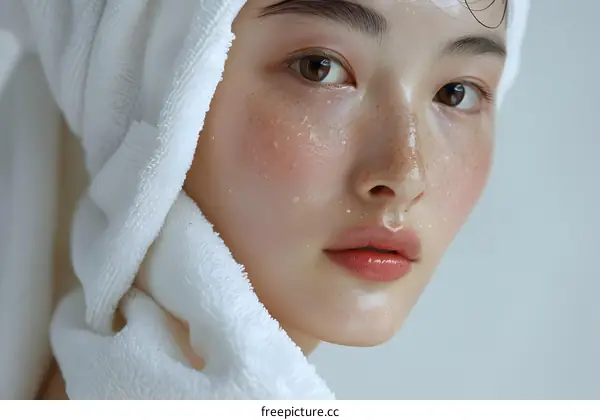 Woman with Freckles and Towel