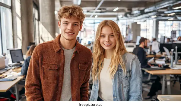 Two Young Professionals in Modern Office