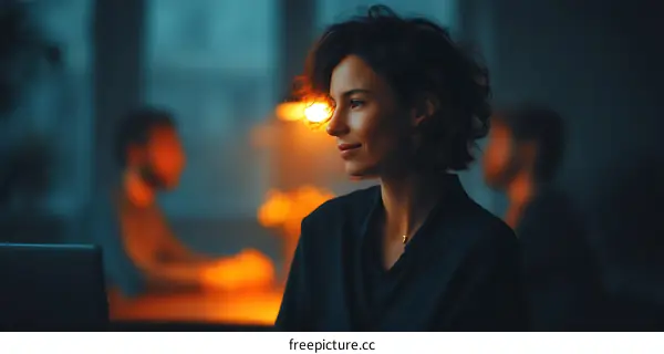 Thoughtful Woman in Modern Workspace