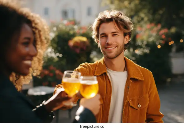 Friends Toasting with Drinks Outdoor