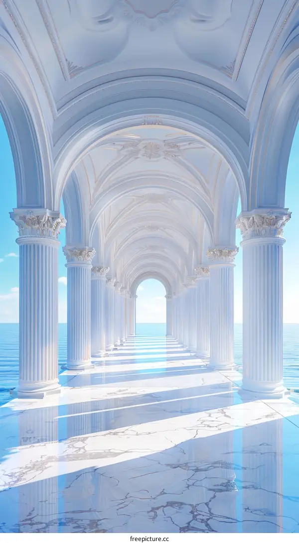 Grand Classical Colonnade by the Sea