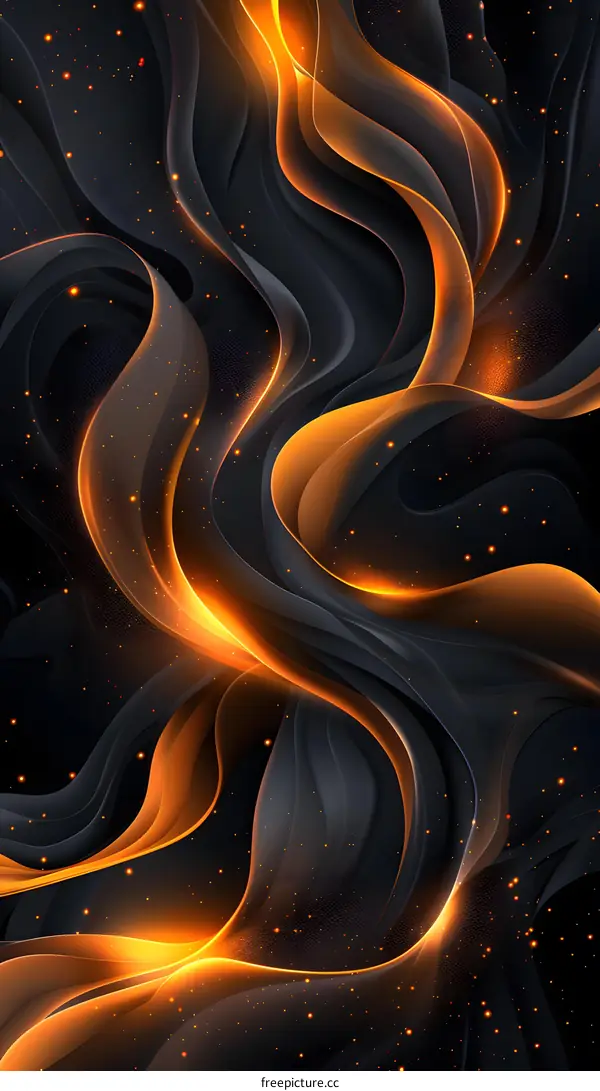 Illustration of golden waves on a black background