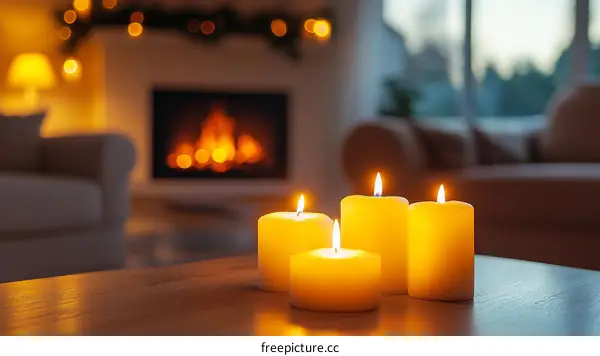 Cozy Evening Candles in a Living Room