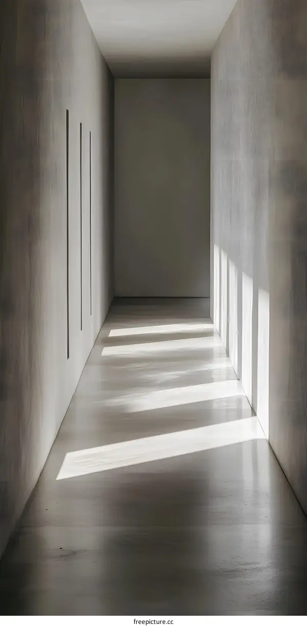 Minimalist White Interior Design With Sunlight Streaming Through Windows