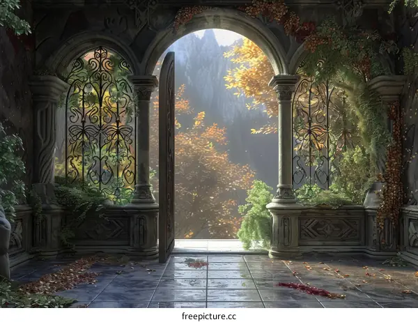 Mystical Balcony: A Fantasy Landscape