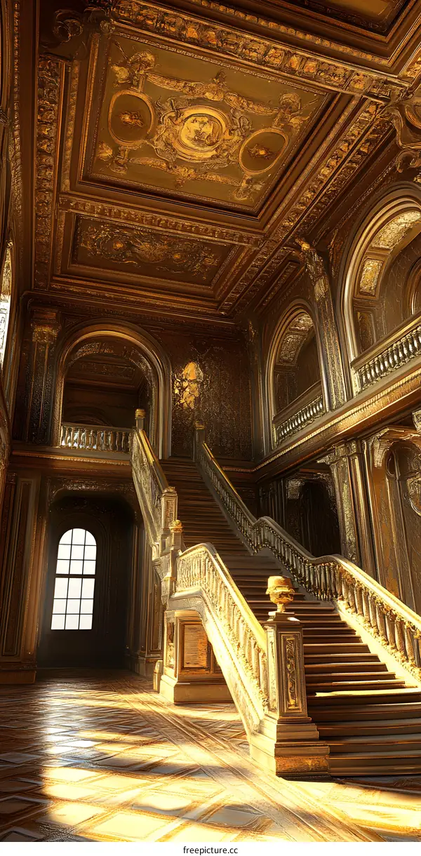 Golden Grand Staircase Interior Architecture