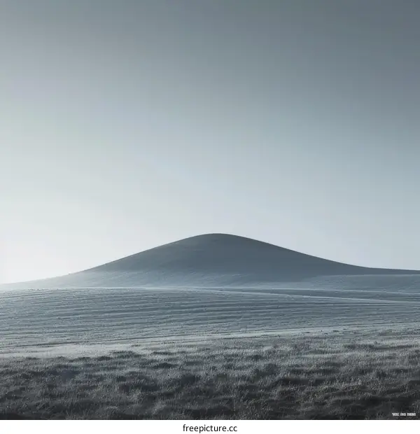 Black and white photo of a snowy hill