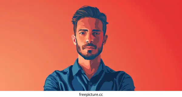 Portrait of a Bearded Man with Brown Hair