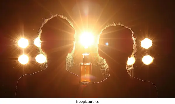 Two people with a spotlight in the middle