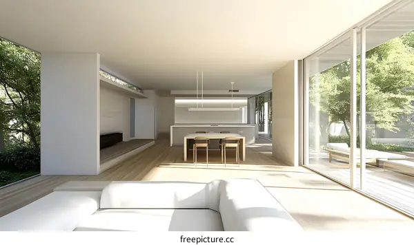 Minimalist Interior Design With Large Windows