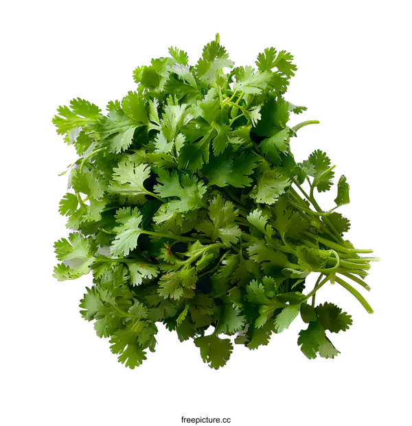 [Transparent Background PNG]Fresh cilantro leaves on a white background