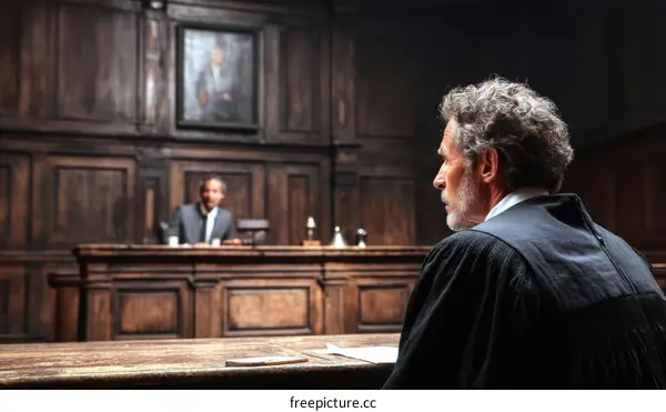 Courtroom Scene with Judge and Attorney