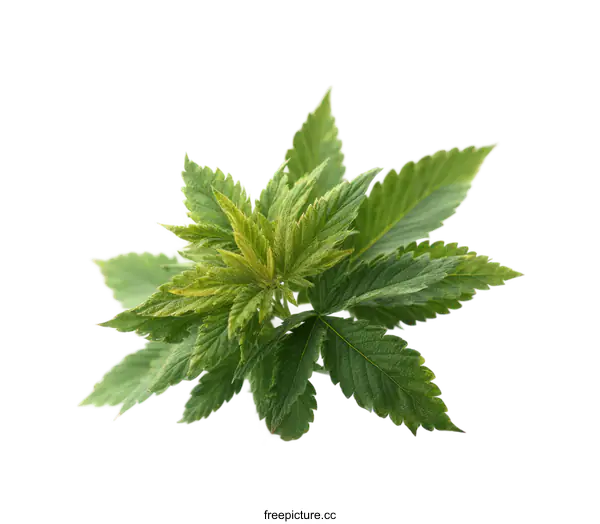 [Transparent Background PNG]Close-up View of Fresh Cannabis Leaves