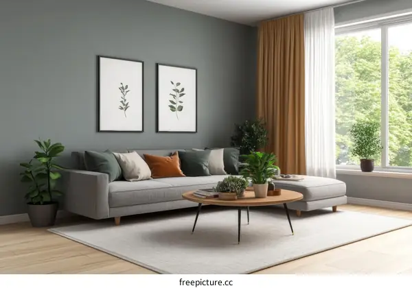 Modern Gray Living Room Interior Design