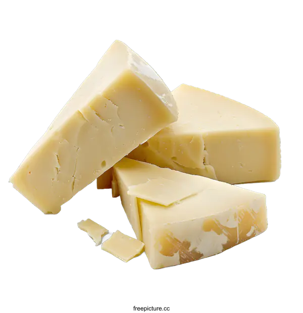 [Transparent Background PNG]Pieces of hard cheese on white background