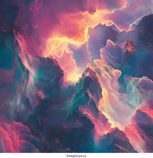 Abstract Mountain Cloudscape with Vivid Colors