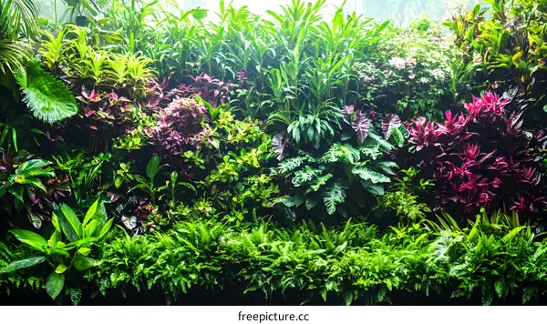 Green Wall with Variety of Plants