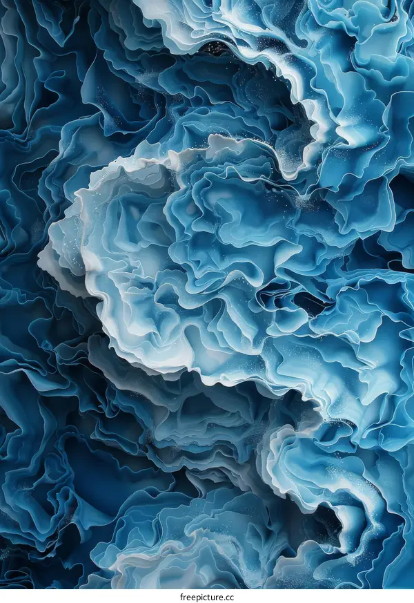 Blue and white abstract painting made by hand