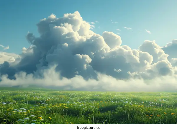 Stunning 4K HDR Nature Photograph of Calm Green Prairie Grass Field