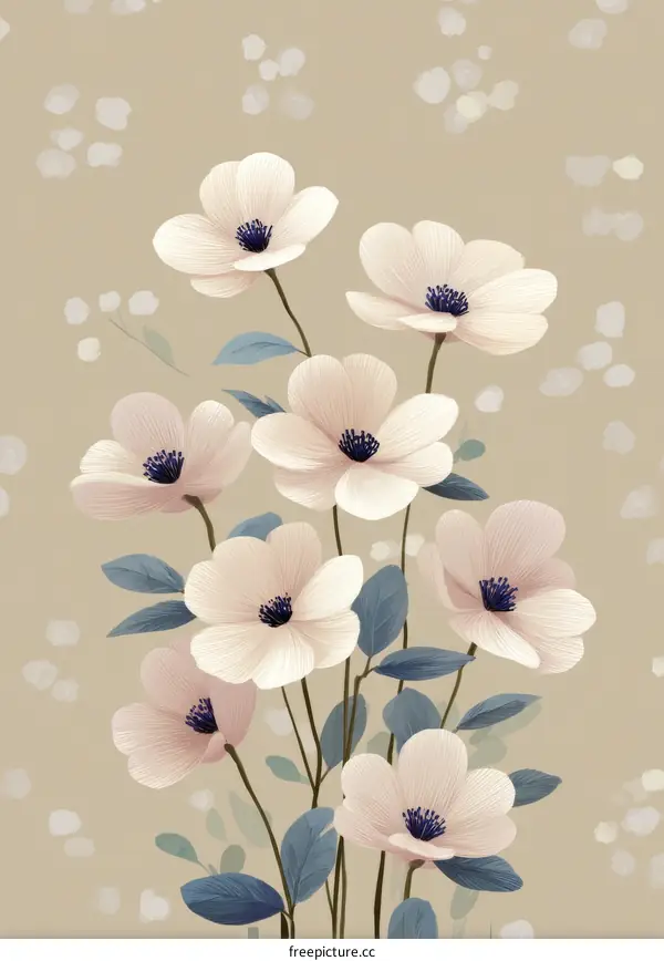 Delicate Floral Arrangement on Beige Background