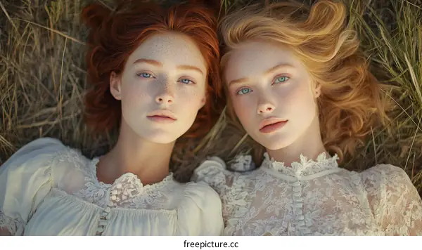 Two Young Women in a Field Portrait
