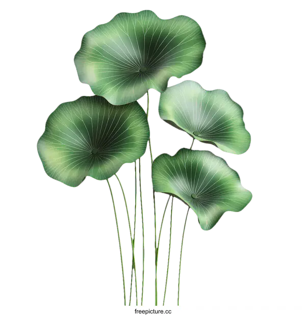 [Transparent Background PNG]Delicate Lotus Leaves Illustration