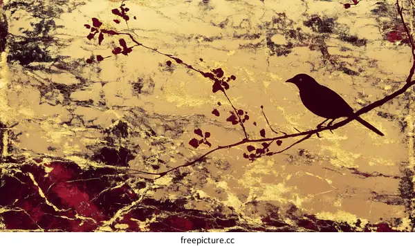 Vintage Bird Art on Textured Background