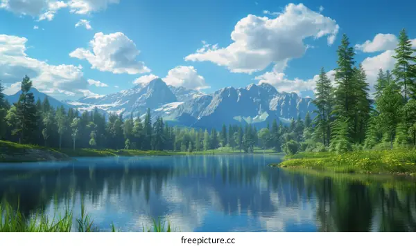 Tranquil Mountain Lake Landscape