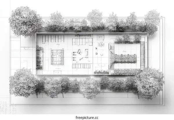 Architectural Design of Rooftop Garden Plan