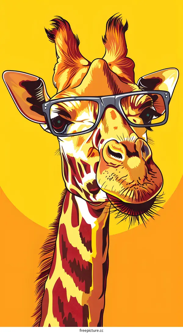 Giraffe Wearing Glasses Illustration