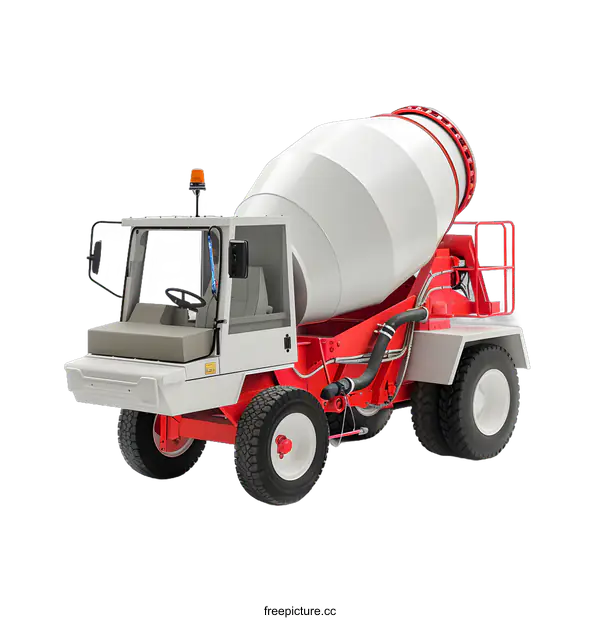 [Transparent Background PNG]White Concrete Mixer Truck On White Background