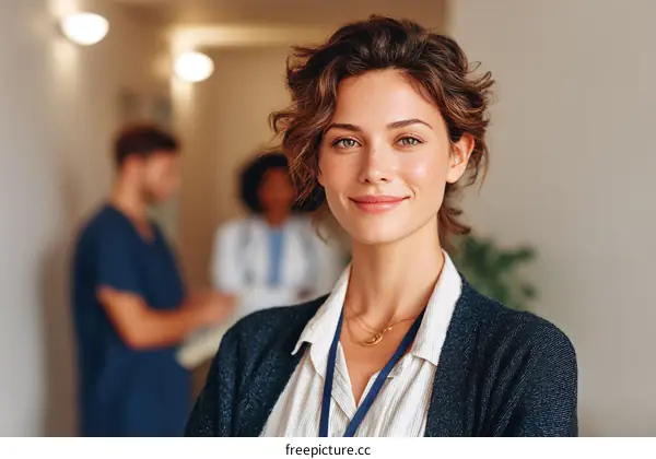 Female Medical Professional Portrait in Hospital Corridor