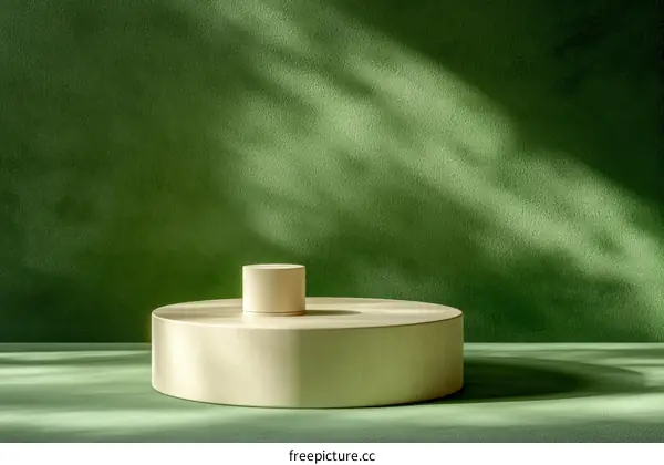 Elegant Green Background with Wooden Display Podium