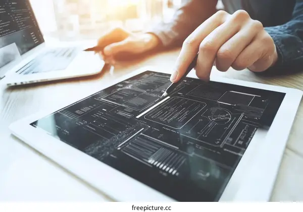 Programmer Working on Design Interface on Tablet