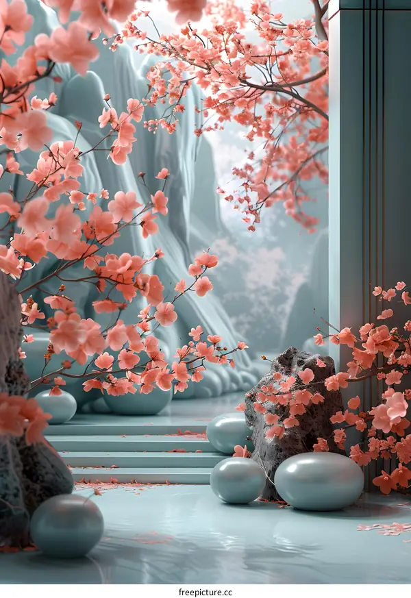 Tranquil Corner Under Cherry Blossoms