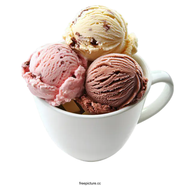 [Transparent Background PNG]Three scoops of ice cream in a cup