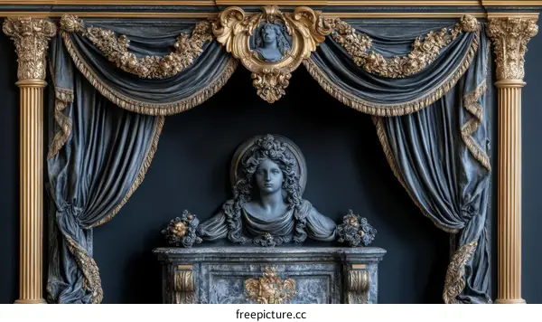 Ornate Drapery and Architectural Detail