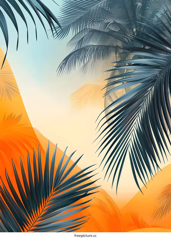 Tropical Palm Leaves Abstract Summer Background
