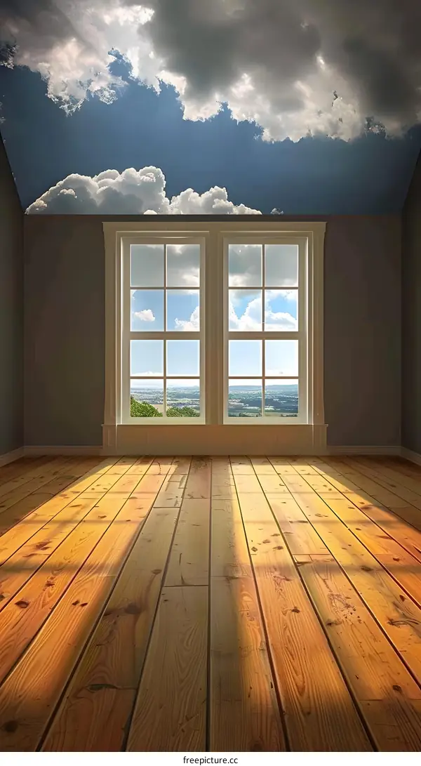 Skylight Window in a Room with Wood Floor