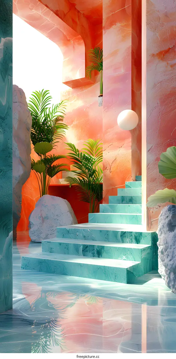 Surreal Pink Staircase