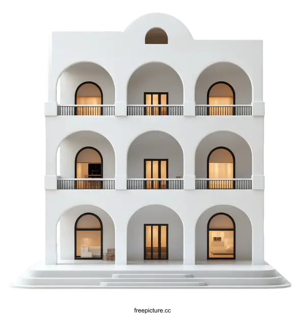 [Transparent Background PNG]Modern Mediterranean Style Building Illustration
