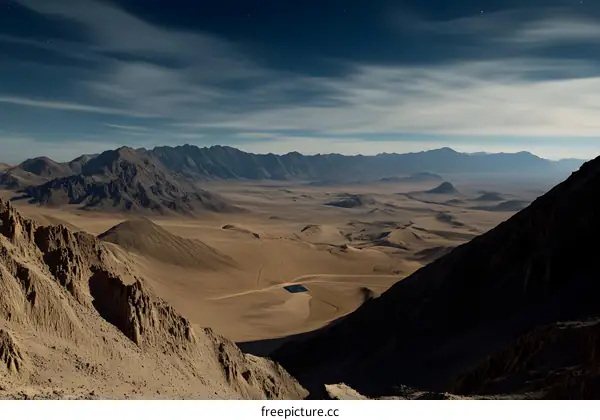 Desert Landscape Under a Starry Sky