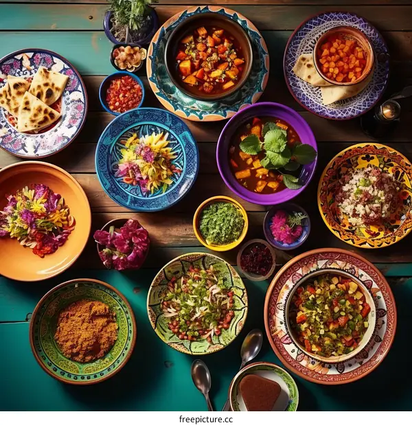 A table full of delicious food from different cultures
