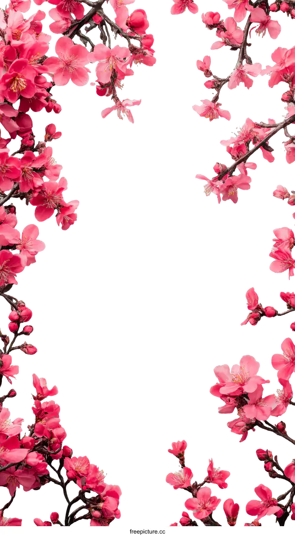 [Transparent Background PNG]Beautiful Pink Flowers Frame on White Background